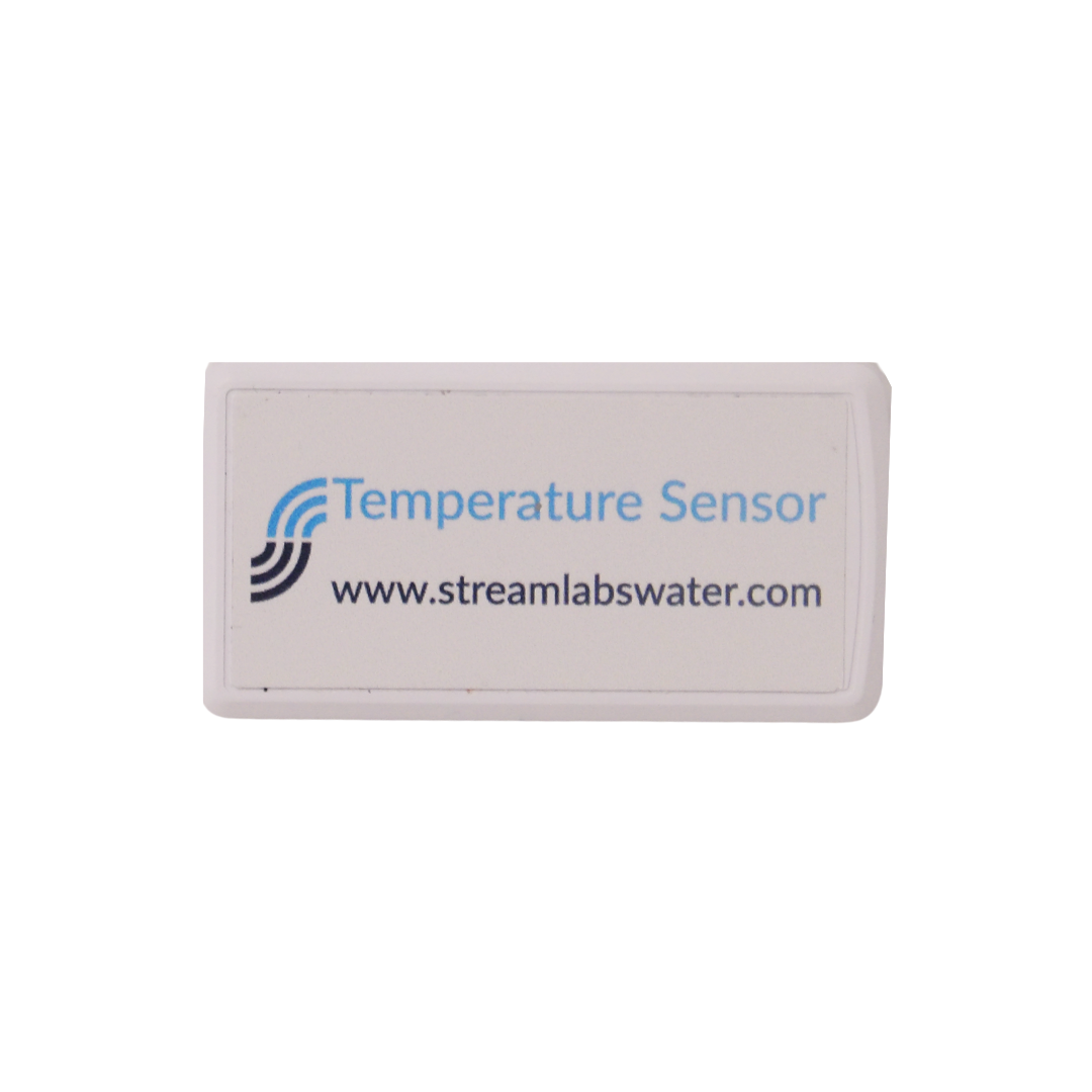 Temperature sensor with 'Streamlab Water' branding on a white background